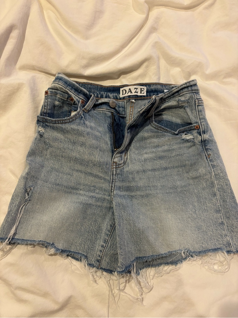 DAZE Light Blue Distressed Denim Shorts
